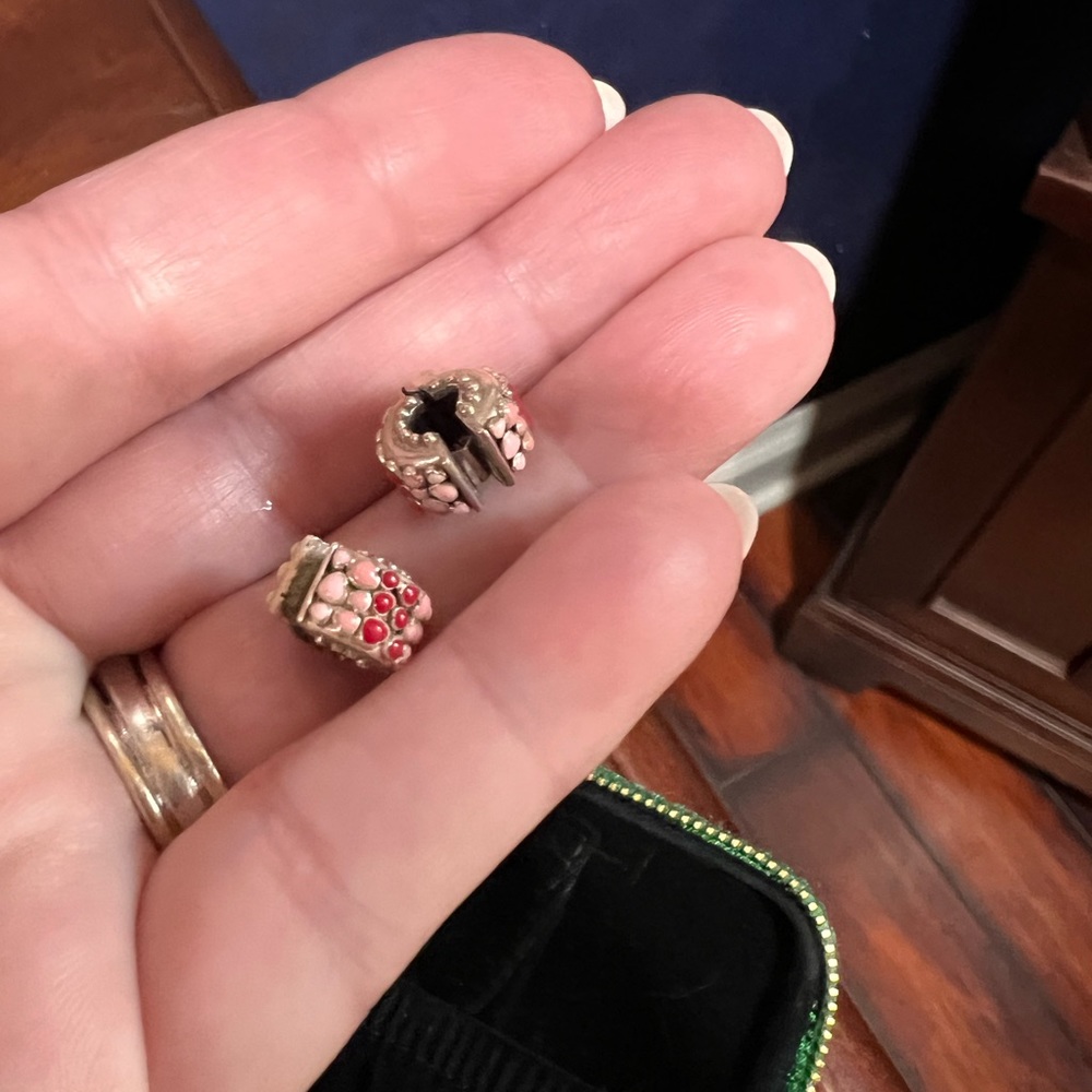 Pandora pink/red charm clips for bracelets